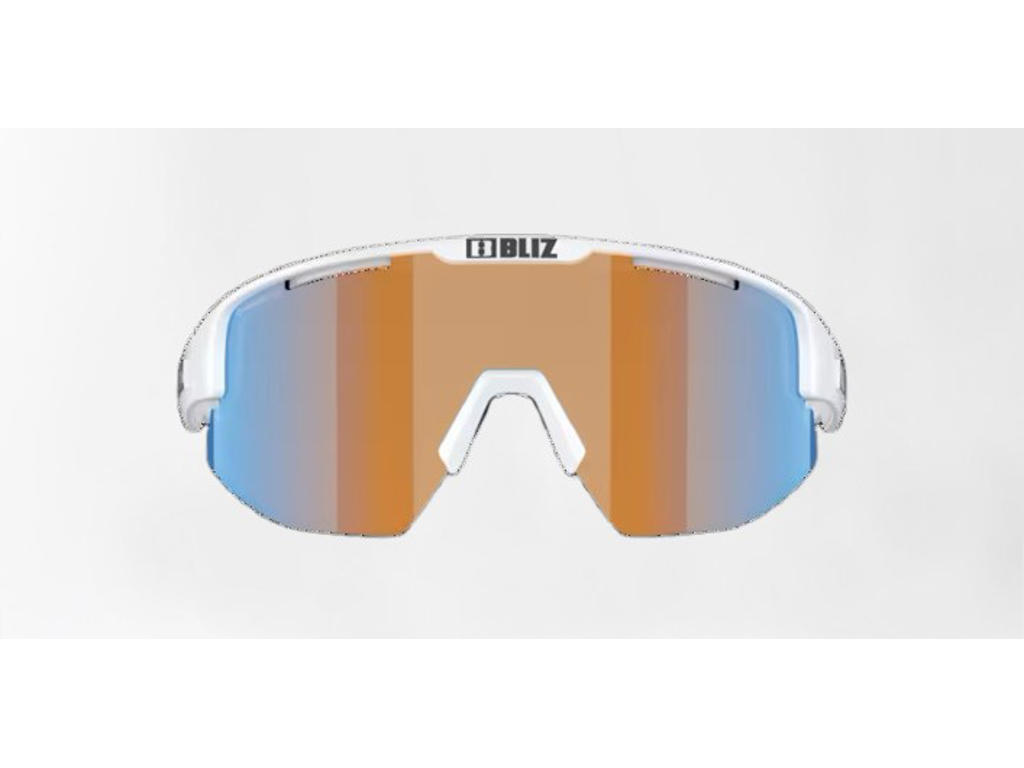 Bliz Matrix Small (30) - Cykelbriller -  Coral/Orange Mirror Blue Lens - Mat Hvid