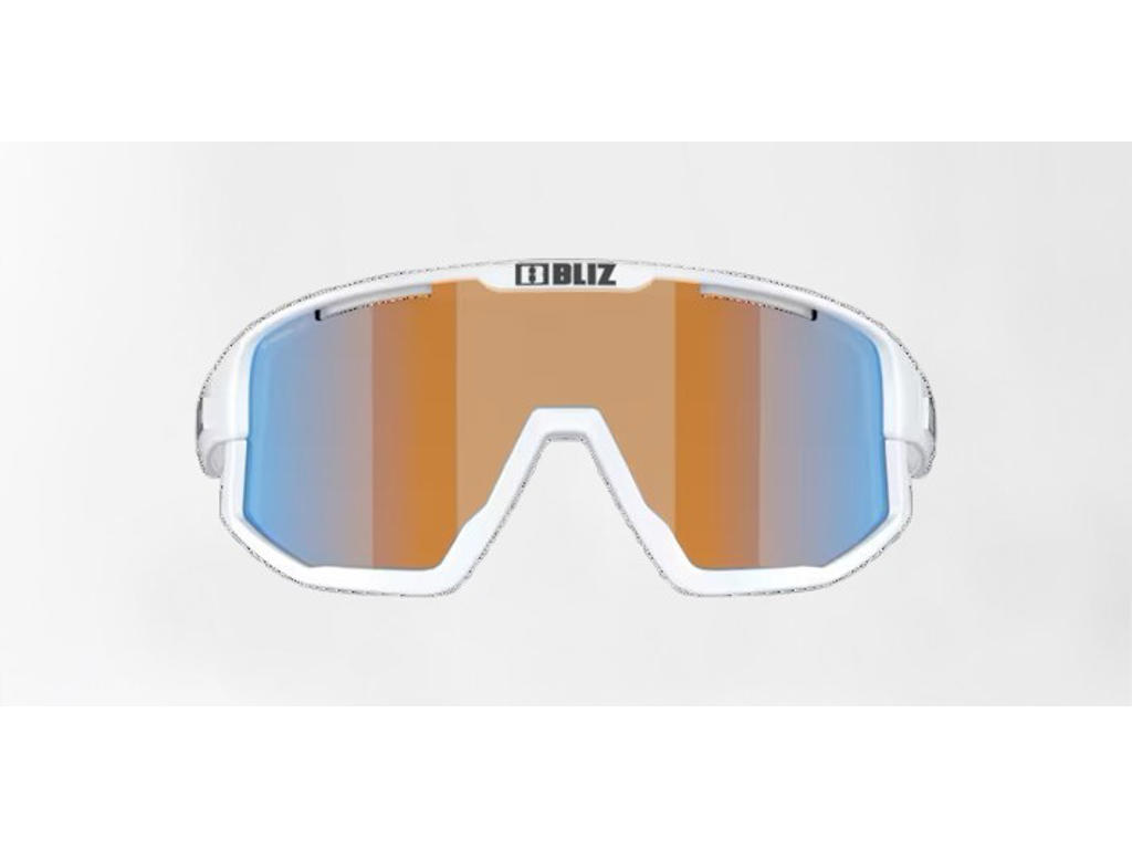 Bliz Fusion Small (25) - Cykelbriller - Coral/Orange Mirro Blue Lens - Mat Hvid