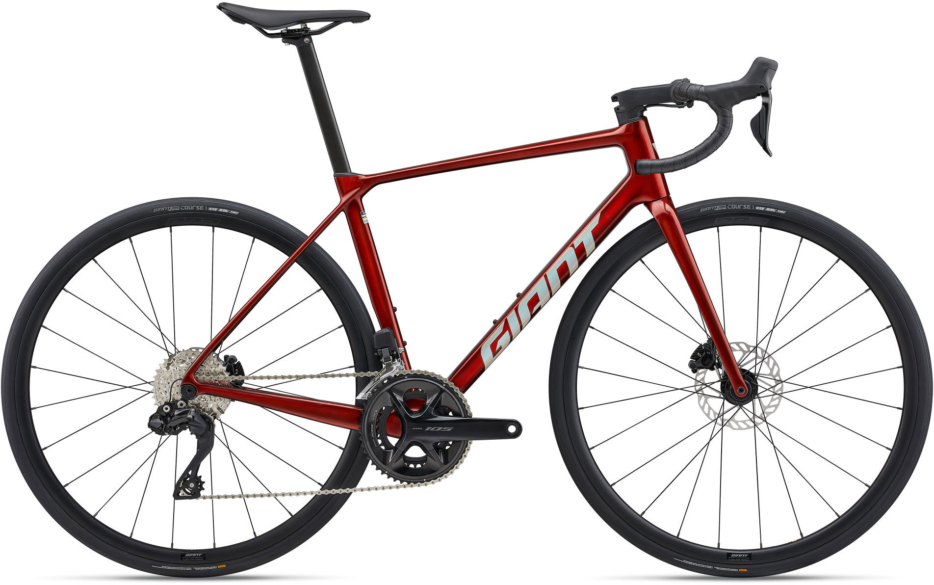 Giant TCR Advanced 1 2025 - Rød racercykel på tilbud